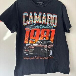 Vintage Chemistry 1981 Chevy Camaro Berlinetta Black Graphic T Shirt Retro Large
